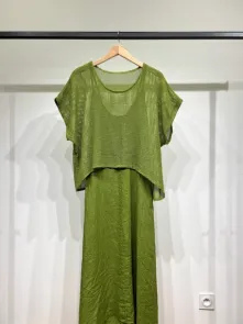 Stickad Topp & Klänning Khaki One Size