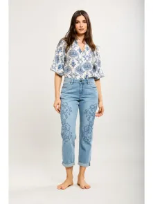 Toxik3 Jeans med Broderade Blommönster