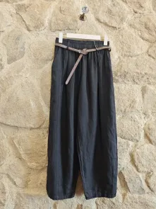 Linnebyxa med Bälte Svart One Size
