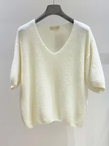 Stickad Tröja Ecru One Size