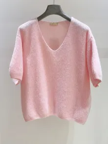 Stickad Tröja Powder Pink One Size