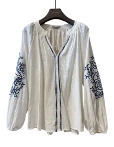 Långärmad Blus Vit