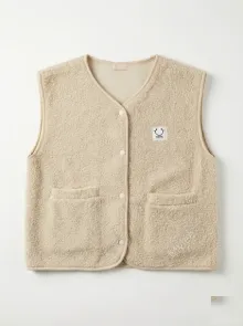 Ärmlös Väst med Smiley-patch Beige One Size