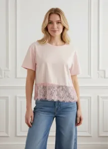 Estee Brown T-shirt med Spets Ljusrosa One Size
