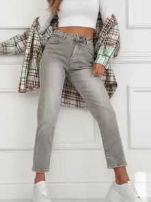 Jeans Mom Fit Stretch – Ljusgrå tvätt 