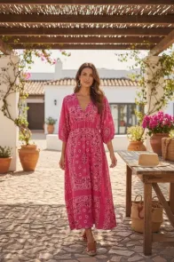 Klänning i Bomullsgaze Beige One Size