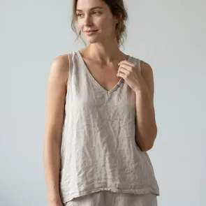 Ärmlös Topp Beige One Size