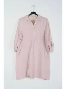 Kort Linneklänning Rosa One Size