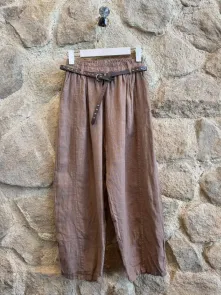 Linnebyxa med Bälte Kamel One Size