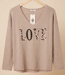 Tröja Love Beige Leopard One Size