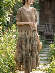 Tvådelad Klänning Camel One Size