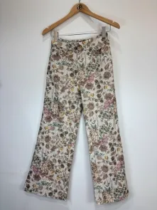 Raka Blommiga Byxor Beige One Size