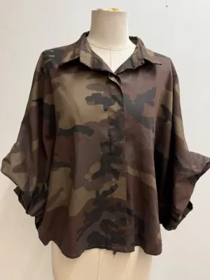Zoom bild av Oversize-skjorta med Vida Ärmar Choco One Size