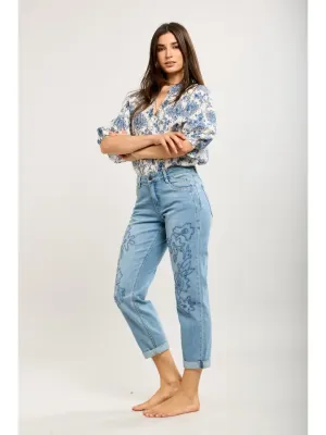 Zoom bild av Toxik3 Jeans med Broderade Blommönster