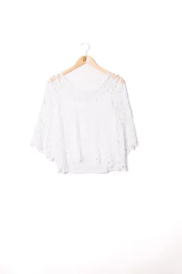 Zoom bild av Virkad Topp 2-delad Vit One Size