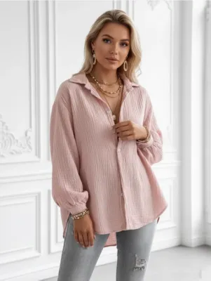 Zoom bild av Estee Brown Bomullsgauzeskjorta Ljusrosa