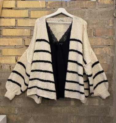 Zoom bild av Stickad Kofta Beige/Svart One Size