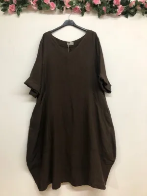 Zoom bild av Linneklänning Choco One Size