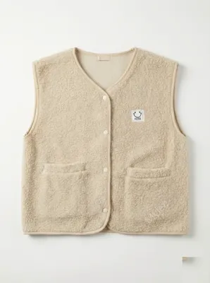 Zoom bild av Ärmlös Väst med Smiley-patch Beige One Size