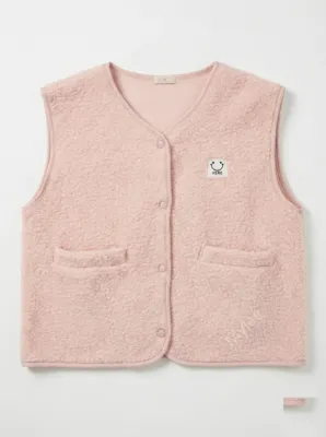 Zoom bild av Ärmlös Väst med Smiley-patch Ljusrosa One Size