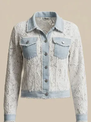 Zoom bild av Jacka i Guipyrspets med Denimdetaljer