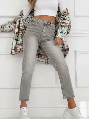 Zoom bild av Jeans Mom Fit Stretch – Ljusgrå tvätt 
