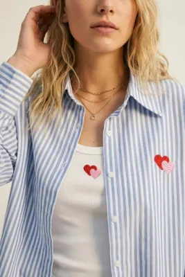 Zoom bild av Set med T-shirt och Randig Skjorta Blå One Size
