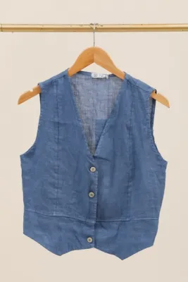 Zoom bild av Väst i Linne Denim One Size