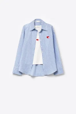 Zoom bild av Set med T-shirt och Randig Skjorta Blå One Size