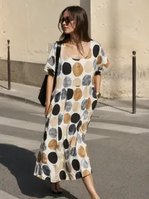 Zoom bild av Klänning med Grafiskt Mönster Brun One Size