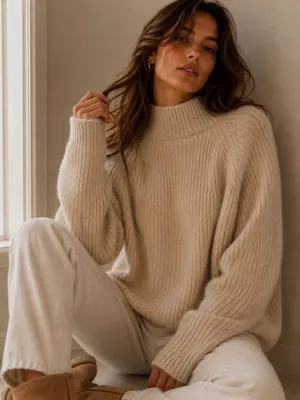 Zoom bild av Vändbar Stickad Tröja Beige One Size