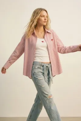 Zoom bild av Set med T-shirt och Randig Skjorta Rosa One Size