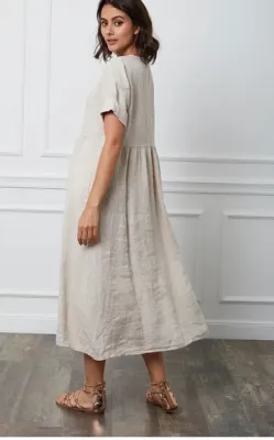 Zoom bild av Linneklänning Beige One Size