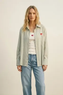 Zoom bild av Set med T-shirt och Randig Skjorta Grön One Size
