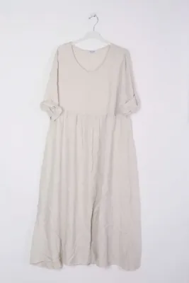 Zoom bild av Linneklänning Beige One Size