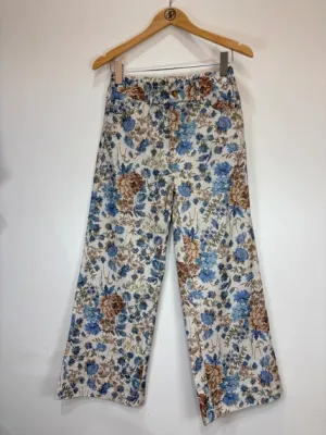 Zoom bild av Raka Blommiga Byxor Blå One Size