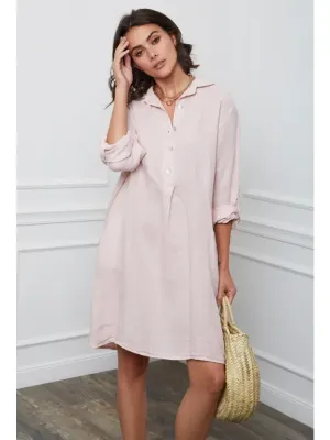 Zoom bild av Kort Linneklänning Rosa One Size