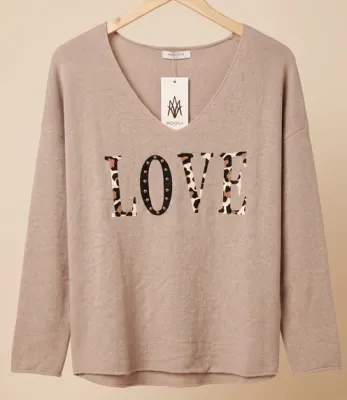 Zoom bild av Tröja Love Beige Leopard One Size