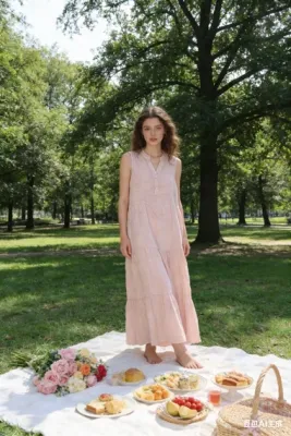 Zoom bild av Linneklänning Rosa One Size