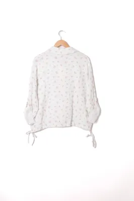 Zoom bild av Skjorta i Bomullsgaze med Blommigt Tryck Vit One Size