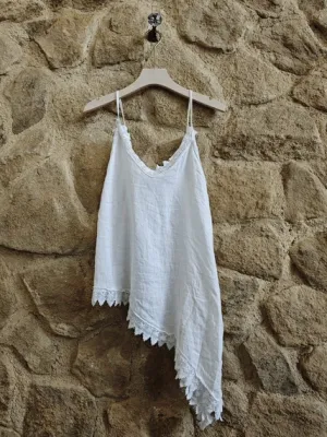 Zoom bild av Asymmetrisk Linne Vit One Size