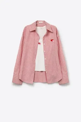 Zoom bild av Set med T-shirt och Randig Skjorta Rosa One Size