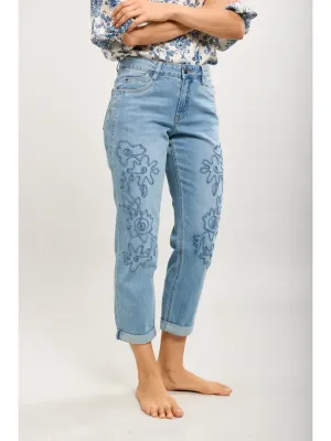 Zoom bild av Toxik3 Jeans med Broderade Blommönster