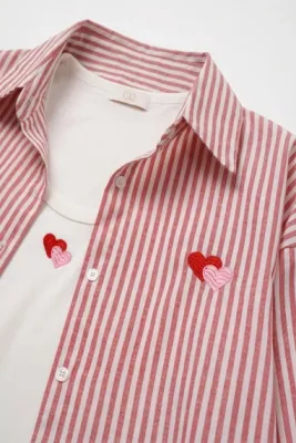 Zoom bild av Set med T-shirt och Randig Skjorta Rosa One Size