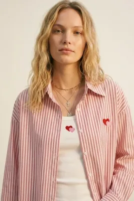 Zoom bild av Set med T-shirt och Randig Skjorta Rosa One Size
