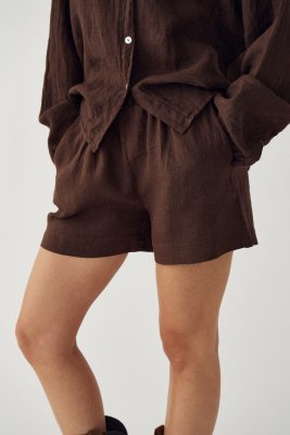 Zoom bild av Noella Layne Linneshorts Chocolate