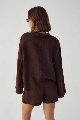 Zoom bild av Noella Layne Linneshorts Chocolate
