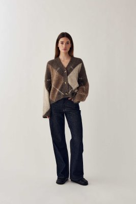 Zoom bild av Noella N-Laiana Stickad Kofta Ash Brown Mix
